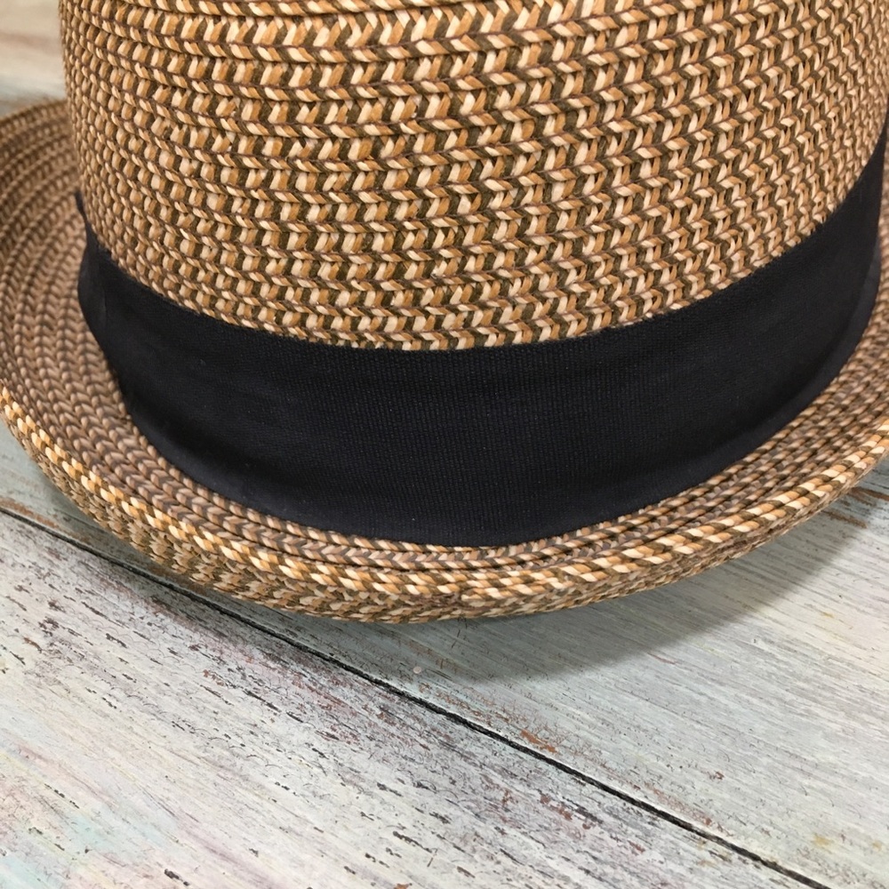 Disney Parks Straw Fedora Hat with tan with black ribbon. Cuba style - Picture 6 of 10